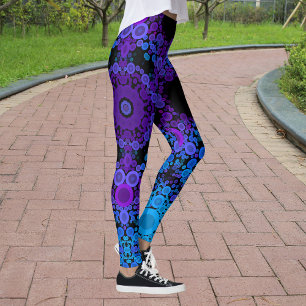 Dot Mandala Flower Blue och Lila Leggings