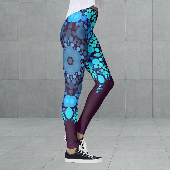 Dot Mandala Flower Blue och Lila Leggings (Skapare uppladdad)