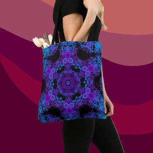 Dot Mandala Flower Blue och Lila Tygkasse