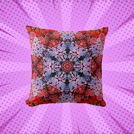 Dot Mandala Flower Blue Red and Rosa Kudde