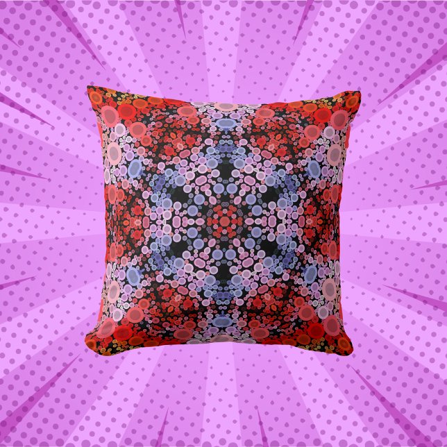 Dot Mandala Flower Blue Red and Rosa Kudde (Skapare uppladdad)