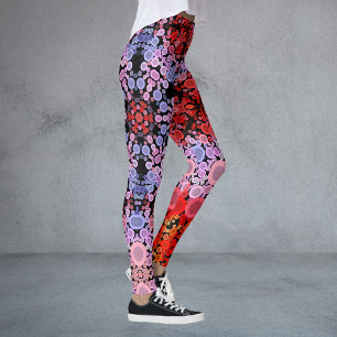 Dot Mandala Flower Blue Red and Rosa Leggings