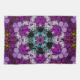 Dot Mandala Flower Blue Rosa and Gult Kökshandduk