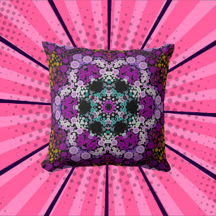 Dot Mandala Flower Blue Rosa and Gult Kudde