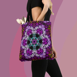 Dot Mandala Flower Blue Rosa and Gult Tygkasse