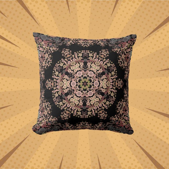 Dot Mandala Flower Brown och Grått Kudde (Skapare uppladdad)