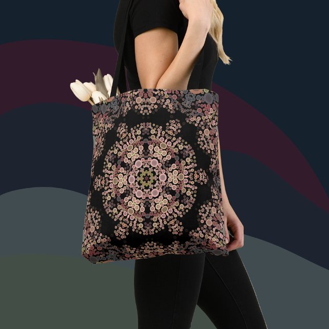Dot Mandala Flower Brown och Grått Tygkasse (Skapare uppladdad)