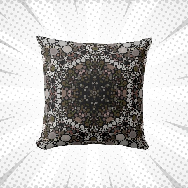 Dot Mandala Flower Brown och White Kudde (Skapare uppladdad)