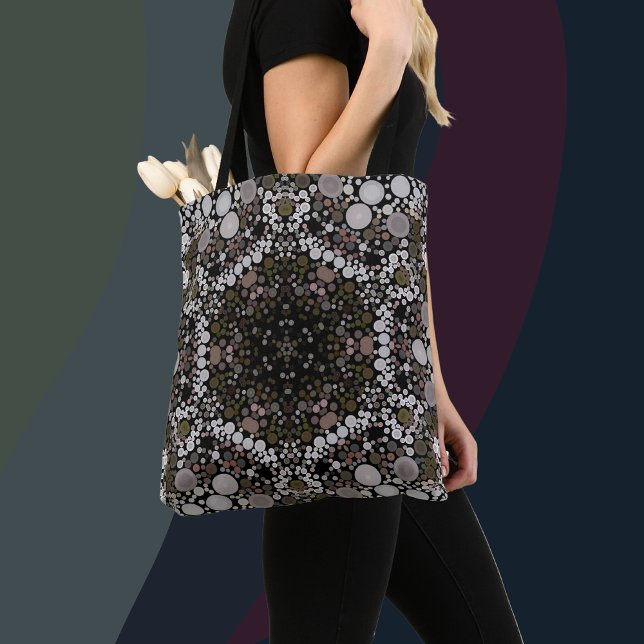 Dot Mandala Flower Brown och White Tygkasse (Skapare uppladdad)