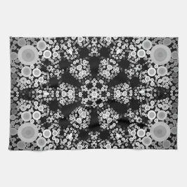 Dot Mandala Flower Grått och Black Kökshandduk
