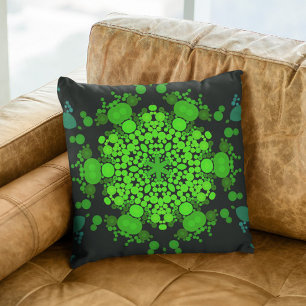 Dot Mandala Flower Grönt and Black Kudde