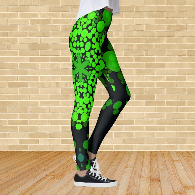 Dot Mandala Flower Grönt and Black Leggings (Skapare uppladdad)