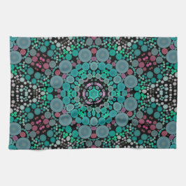 Dot Mandala Flower Grönt Blue och Red Kökshandduk