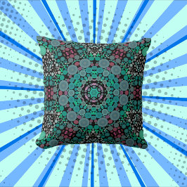 Dot Mandala Flower Grönt Blue och Red Kudde