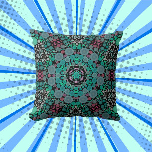Dot Mandala Flower Grönt Blue och Red Kudde