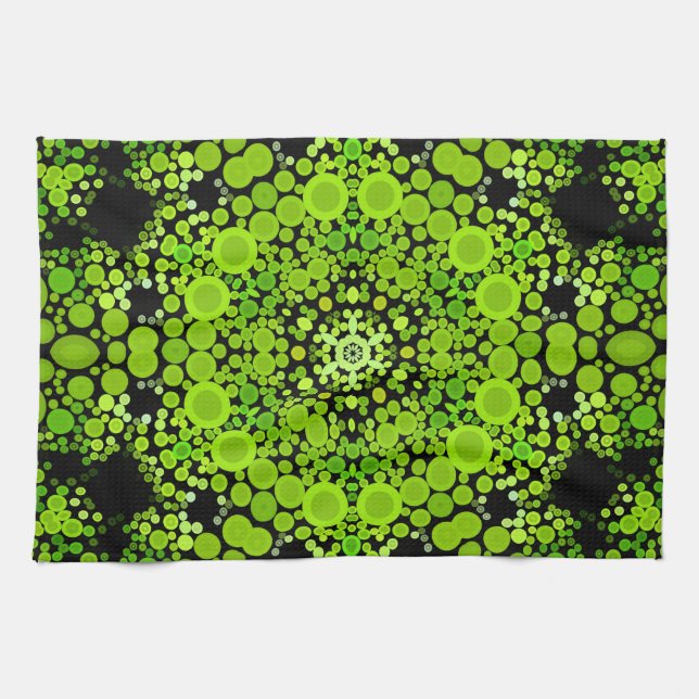 Dot Mandala Flower Grönt Kökshandduk (Horisontell)