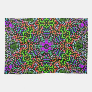 Dot Mandala Flower Grönt Lila and Orange Kökshandduk