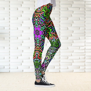 Dot Mandala Flower Grönt Lila and Orange Leggings