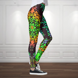 Dot Mandala Flower Grönt Orange och Blue Leggings