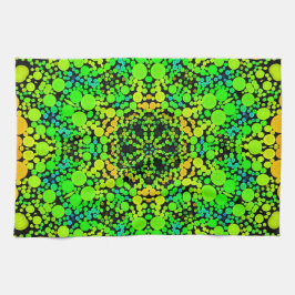 Dot Mandala Flower Grönt Orange och Gult Kökshandduk