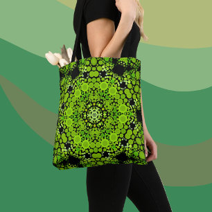 Dot Mandala Flower Grönt Tygkasse