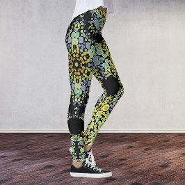 Dot Mandala Flower Gult Blue och Grått Leggings