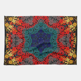 Dot Mandala Flower Gult Blue och Red Kökshandduk