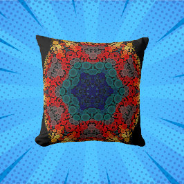 Dot Mandala Flower Gult Blue och Red Kudde