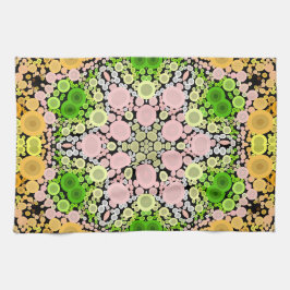 Dot Mandala Flower Gult Grönt och Rosa Kökshandduk