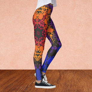 Dot Mandala Flower Gult Lila och Blue Leggings