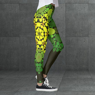 Dot Mandala Flower Gult och Grönt Leggings
