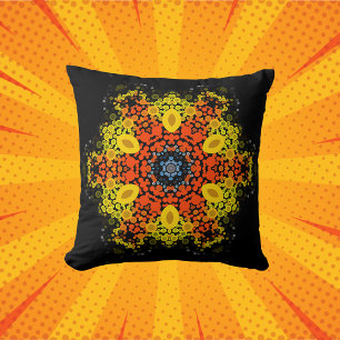 Dot Mandala Flower Gult Orange och Blue Kudde