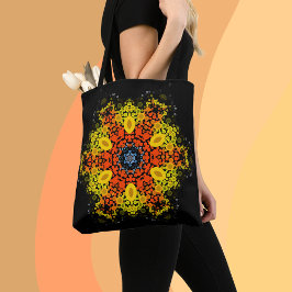 Dot Mandala Flower Gult Orange och Blue Tygkasse