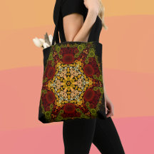 Dot Mandala Flower Gult Red and Black