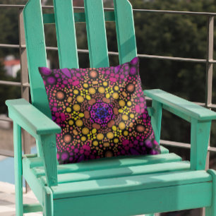 Dot Mandala Flower Lila and Gult Kudde