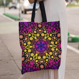 Dot Mandala Flower Lila and Gult Tygkasse
