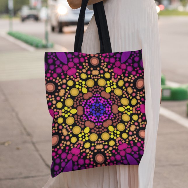 Dot Mandala Flower Lila and Gult Tygkasse (Skapare uppladdad)