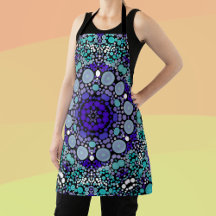 Dot Mandala Flower Lila Blue and White