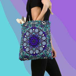 Dot Mandala Flower Lila Blue and White Tygkasse