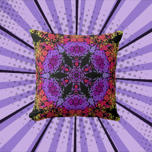 Dot Mandala Flower Lila Orange och Gult Kudde