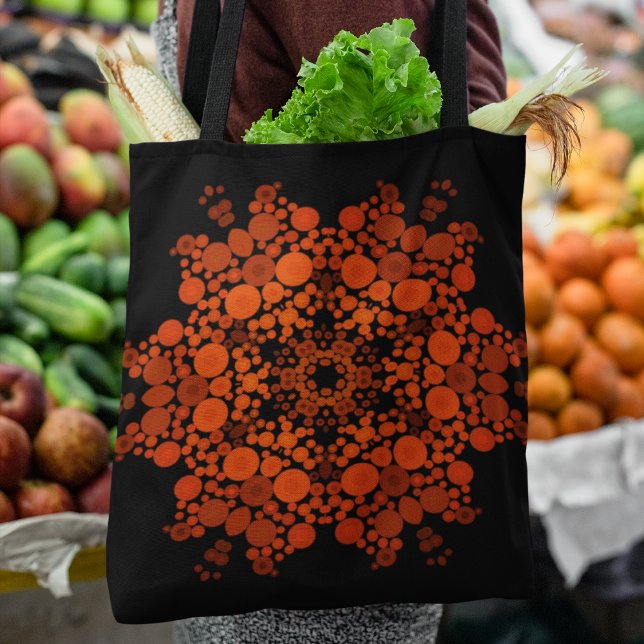 Dot Mandala Flower Orange and Black Tygkasse (Skapare uppladdad)