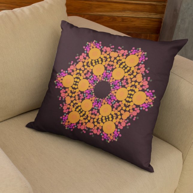 Dot Mandala Flower Orange and Rosa Kudde (Skapare uppladdad)