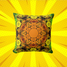 Dot Mandala Flower Orange Gult och Grönt Kudde