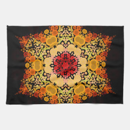 Dot Mandala Flower Orange Gult och Red Kökshandduk