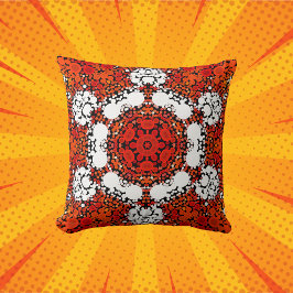 Dot Mandala Flower Orange White och Red Kudde