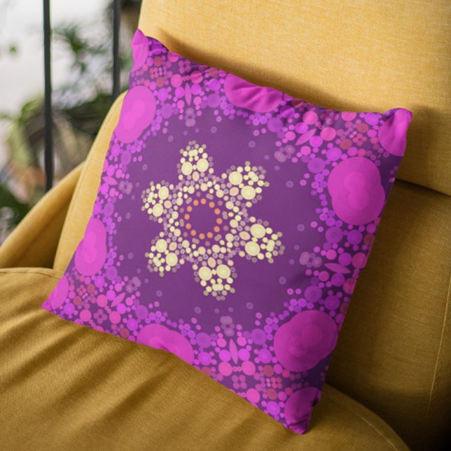 Dot Mandala Flower Rosa and Gult Kudde (Skapare uppladdad)