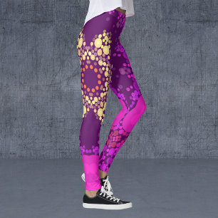 Dot Mandala Flower Rosa and Gult Leggings