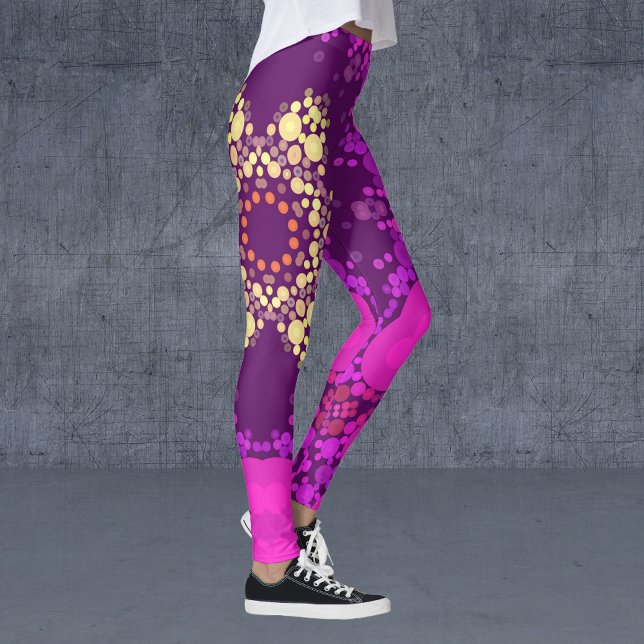 Dot Mandala Flower Rosa and Gult Leggings (Skapare uppladdad)