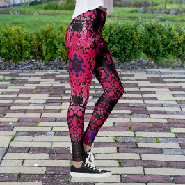 Dot Mandala Flower Rosa and Lila Leggings
