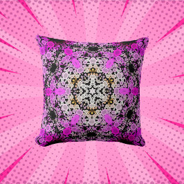 Dot Mandala Flower Rosa and White Kudde
